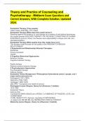 Theory and Practice of Counseling and Psychotherapy - Midterm Exam Questions and Correct Answers, With Complete Solution. Updated 2024.