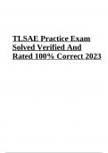 TLSAE Practice Exam Solved Verified And Rated 100% Correct 2023