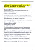 45 hours Post Licensing Chapter 10-13 Correct Question Forbearance or Moratorium (to avoid foreclosure) - ANSWER waiver of principal payments (interest Only) Deferred interest (Principal only)s & Answers!!