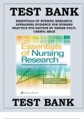 TEST BANK FOR ESSENTIALS OF NURSING RESEARCH APPRAISING EVIDENCE FOR NURSING PRACTICE 9TH EDITION BY POLIT, BECK 