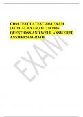 CDM TEST LATEST 2024 EXAM (ACTUAL EXAM) WITH 180+  QUESTIONS AND WELL ANSWERED  ANSWERSIAGRADE