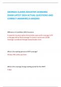 GEORGIA CLAIMS ADJUSTER LICENSING EXAM LATEST 2024 ACTUAL QUESTIONS AND CORRECT ANSWERS|A GRADED