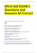 BUNDLE FOR SPLH 620 Exam Questions with Correct Answers