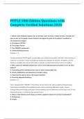 PHTLS 10th Edition Questions with Complete Verified Solutions 2024