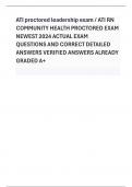 ATI proctored leadership exam / ATI RN  COMMUNITY HEALTH PROCTORED EXAM  NEWEST 2024 ACTUAL EXAM   QUESTIONS AND CORRECT DETAILED  ANSWERS VERIFIED ANSWERS ALREADY  GRADED A+ 