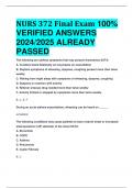 NURS 372 Final Exam 100%  VERIFIED ANSWERS  2024/2025 ALREADY  PASSED