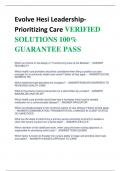 Evolve Hesi LeadershipPrioritizing Care VERIFIED  SOLUTIONS 100%  GUARANTEE PASS