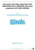 2023 AAPC CPC FINAL PRACTICE TEST QUESTIONS WITH ANSWERS (CPC exam preparation 2021/2022) AGRADE