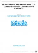 NEW!!! Texas all lines adjuster exam | 378 Questions with 100% Correct Answers GRADEDA+
