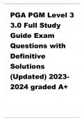 PGA PGM Level 3  3.0 Full Study  Guide Exam  Questions with  Definitive  Solutions  (Updated) 2023- 2024 graded A+   