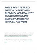 PHTLS POST TEST 8TH EDITION LATEST 20222023-2024 VERSION WITH 100 QUESTIONS AND CORRECT ANSWERS| VERIFIED ANSWERS 