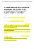 PTCB IMMUNIZATION CERTIFICATE (ACTUAL  EXAM) LATEST 2024 WITH 50+ EXPERT CERTIFIED QUESTIONS AND ANSWERS ALREADY GRADED A+ NEW! NEW!