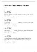 BIBL 104 Quiz 5 (Latest 3 Versions) BIBL 104 SURVEY OF OLD AND NEW TESTAMENT, Liberty University. Best document for Exam