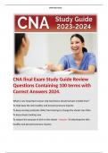 CNA final Exam Study Guide Review Questions Containing 100 terms with Correct Answers 2024. 