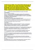 TX-Brokerage (SAE), Texas Real Estate Brokerage 30 Hours , texas sae real estate brokerage, Real Estate: Brokerage Final Exam Questions/Answers, Real Estate: Practice Exam (Questions/Answers), Real Estate: Agency Exam Questions/Answers, texas sae..