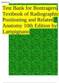 Test Bank for Bontragers Textbook of Radiographic Positioning and Related Anatomy 10th Edition by Lampignano