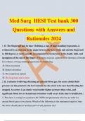 MED SURG HESI TESTBANK 300 QUESTIONS AND ANSWERS WITH RATIONALE 2024 FOR GRADE A +