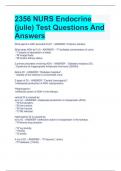 2356 NURS Endocrine (julie) Test Questions And Answers