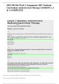 2023 NR 566 Week 2 Assignment: HIV National Curriculum Antiretroviral Therapy LESSION 1, 2 & 3 COMPLETE Lesson 1 Question: Antiretroviral Medicationsand Initial Therapy Next: Start Lesson 4 Back You have taken this Question before: Results: 5 out of 5 cor