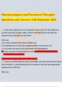 Pharmacological and Parenteral Therapies Questions and Answers with Rationale 2024