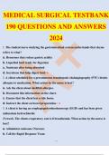 MEDICAL SURGICAL TESTBANK 190 QUESTIONS AND ANSWERS 2024