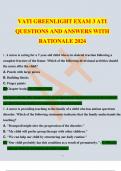 VATI GREENLIGHT EXAM 3 ATI QUESTIONS AND ANSWERS WITH RATIONALE 2024 