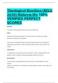 BEST REVIEW Theological Bioethics (RELG 2650) Midterm IDs 100%  VERIFIED PERFECT  SCORES