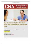 CNA Final Exam/Practice Test Study Guide with 100 Questions and Answers 2024.