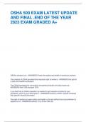 OSHA 500 EXAM LATEST UPDATE AND FINAL .END OF THE YEAR 2023 EXAM GRADED A+ OSHA's mission is to - ANSWERS-Protect the safety and health of america's workers The creation of OSHA provided this important right to workers - ANSWERS-the right to a safe 