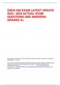 OSHA 500 EXAM LATEST UPDATE 2023 / 2024 ACTUAL EXAM QUESTIONS AND ANSWERS GRADED A+ The maximum amount of time an Authorized Outreach Trainer can teach in one day is: - ANSWERS-7 1/2 hours The 10-hour Construction Industry Outreach Training Program contai