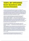 TOEFL IBT SPEAKING Exam Questions with Correct Answers