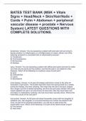 BATES TEST BANK (MSK + Vitals Signs + Head/Neck + Skin/Hair/Nails + Cards + Pulm + Abdomen + peripheral vascular disease + prostate + Nervous System) LATEST QUESTIONS WITH COMPLETE SOLUTIONS.