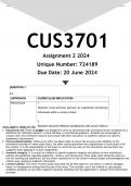 CUS3701 Assignment 2 (ANSWERS)  2024  - DISTINCTION GUARANTEED