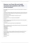 Pearson vue Texas life and health insurance test questions with 100% correct answers