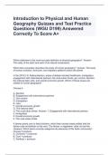 Introduction to Physical and Human Geography Quizzes and Test Practice Questions (WGU D199) Answered Correctly To Score A+