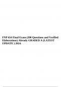 FNP 654 Final Exam (200 Questions and Verified Elaborations) Already GRADED A (LATEST UPDATE ) 2024 & Final Exam: FNP654/ FNP 654 (Latest 2024/ 2025 Update) Family Primary Care I Exam (GRADED A).