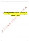 ATI Fundamentals Proctored Exam (2 Versions)(140  Questions & Answers with rationale )(Latest updates may 2023 A Grade.