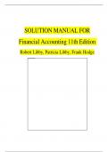 Solution Manual for Financial Accounting 11th Edition Robert Libby, Patricia Libby, Frank Hodge |Complete Chapter 1 - 13| 100 % Verified