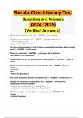 Florida Civic Literacy Test  Questions and Answers  (2024 / 2025)  (Verified Answers)