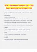 WGU - Managing Cloud Security - C838 Exam Questions and Answers 2024