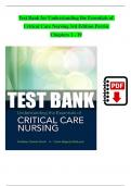 TEST BANK For Understanding the Essentials of Critical Care Nursing, 3rd Edition by Perrin, Verified Chapters 1 - 19, Complete Newest Version