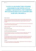 NJ EPA LEAD INSPECTOR AND RISK  ASSESSOR EXAMS WITH ACTUAL  CORRECT QUESTIONS AND VERIFIED  DETAILED RATIONALES ANSWERS 2024  ALREADY GRADED A+