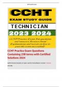 CCHT Practice Exam Questions Containing 238 terms with Certified Solutions 2024 Terms like;  AAMI Chemical Analysis of water used for hemodialysis is tested - Answer: annually