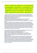 Public Health Surveillance and Outbreak Investigation Stanhope: Foundations for Population Health in Community/Public Health Nursing, 6th Edition Test Bank – With Questions & Answers (Graded A+)