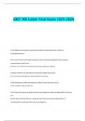 GED 108 Latest Final Exam 2023-2024 1) The Millennium Ecosystem Assessment primarily characterized human impact on: C) ecosystem services 2) The Fourth Assessment Report, released in 2007 concluded that global climate change is caused at least in part by 