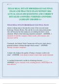 TEXAS REAL ESTATE BROKERAGE SAE FINAL EXAM AND PRACTICE EXAM NEWEST 2024 ACTUAL EXAM 450 QUESTIONS AND CORRECT DETAILED ANSWERS (VERIFIED ANSWERS) |ALREADY GRADED A+ 