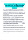 Ducks Unlimited Ecology Conservation & Management Certification Review Assessment I Test With Complete Solutions