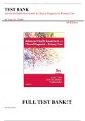 Test Bank For Advanced Health Assessment & Clinical Diagnosis in Primary Care 5th Edition||ISBN NO:10,9780323266253||ISBN NO:13,978-0323266253||All Chapters||Complete Guide A+