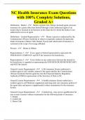 NC Health Insurance Exam Questions with 100% Complete Solutions, Graded A+