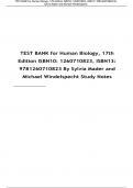 TEST BANK for Human Biology, 17th  Edition ISBN10: 1260710823, ISBN13:  9781260710823 By Sylvia Mader and  Michael Windelspecht A+